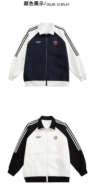 Color Block Striped Sports Jacket , - Streetwear Jacket - Slick Street
