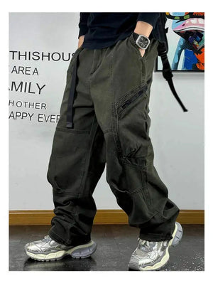 Multi-Pocket Cargo Baggy Pants , - Streetwear Pants - Slick Street