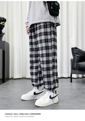 Black And White Checkered Pattern Pants , - Streetwear Pants - Slick Street