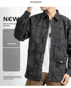 Classic Safari Camo Style Patch Pocket Jacket , - Streetwear Jacket - Slick Street