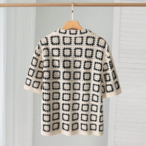 V-Neck Knitted Short Sleeve Shirt , - Streetwear Shirt - Slick Street