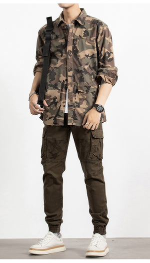 Classic Safari Camo Style Patch Pocket Jacket , - Streetwear Jacket - Slick Street