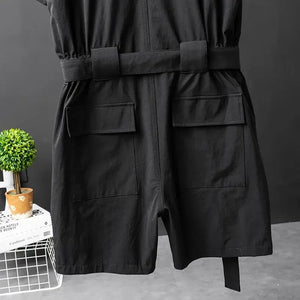 Shadow Knee Length Black Jumpsuit , - Streetwear Jumpsuit - Slick Street