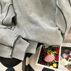 Gray Color Stripes Loose Sweater , - Streetwear Sweater - Slick Street