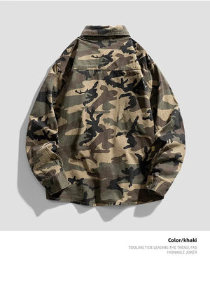 Camouflage Cotton Overshirt , - Streetwear Jackets - Slick Street