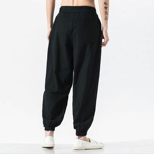 Japanese Embroidered Ribbon Tie Style Pants , - Streetwear Pants - Slick Street