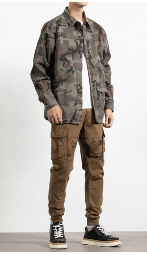 Classic Safari Camo Style Patch Pocket Jacket , - Streetwear Jacket - Slick Street