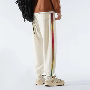 Rainbow Color Stripe Jogger Pants , - Streetwear Pants - Slick Street