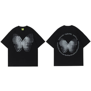 UNUSUAL ORIGINAL Butterfly Shadow Graphic T-Shirt Black, M - Streetwear T-Shirts - Slick Street