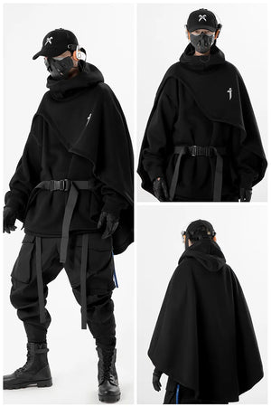 High Neck Cloak Two Piece Hoodie , - Streetwear Hoodie - Slick Street