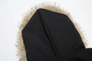 Fur Collar Parka Fleece Jacket , - Streetwear Jacket - Slick Street