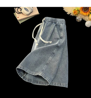 Rock Color Gothic Washed Drawstring Shorts , - Streetwear Shorts - Slick Street