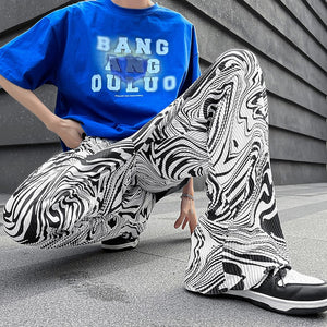 Abstract Waving Vector Art Pants , - Streetwear Pants - Slick Street