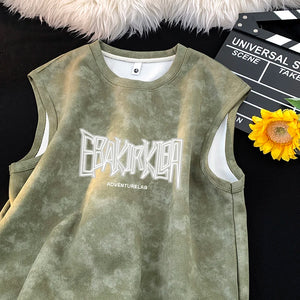EBAK Tie-dye Sleeveless T-Shirt Green, XS - Streetwear T-Shirts - Slick Street