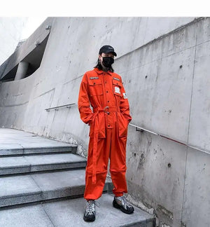 TongT Overalls Jumpsuit Orange, M - Streetwear Jumpsuit - Slick Street
