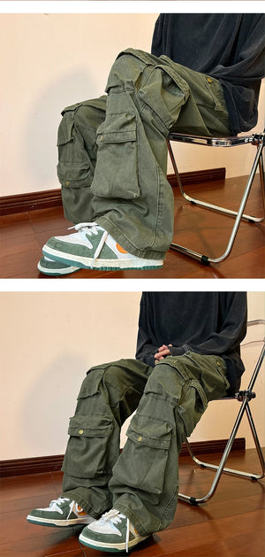 Baggy Style Multi-pockets Tooling Pants , - Streetwear Pants - Slick Street
