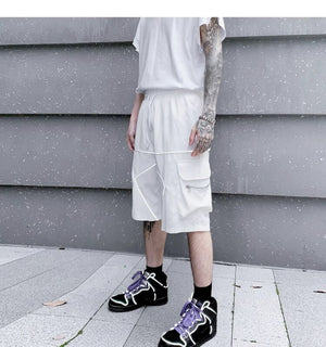 Solid Bermuda White Lining Shorts , - Streetwear Shorts - Slick Street