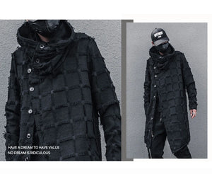 Mist Black Turtleneck Gothic Coat , - Streetwear Coat - Slick Street