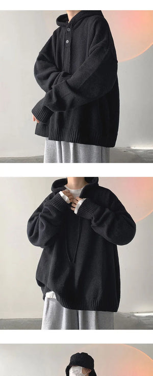 Solid Color Knitwear Pullover Hoodie , - Streetwear Hoodie - Slick Street