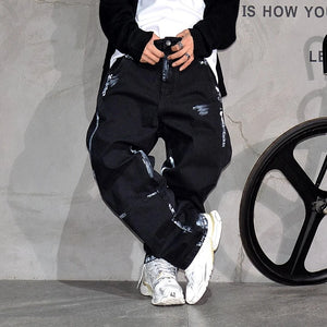 Ebony Black Splash Paint Style Pants , - Streetwear Pants - Slick Street