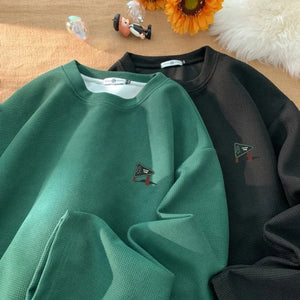 Drawstring Waffle Long Sleeve Pullover Shirt , - Streetwear Sweatshirts - Slick Street