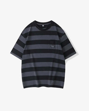 Saturday Striped Cotton T-Shirt Blue, XS - Streetwear T-Shirts - Slick Street