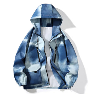 Tie Die VS23 Windbreaker Zipper Jacket Blue, XS - Streetwear Jacket - Slick Street
