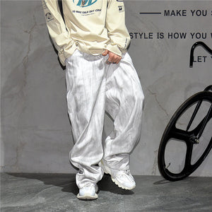 Distressed Dirty White Baggy Pants , - Streetwear Pants - Slick Street
