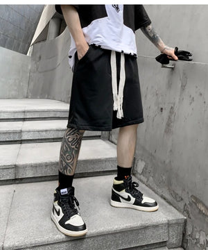 Casual Black Color Knee Length Shorts , - Streetwear Shorts - Slick Street