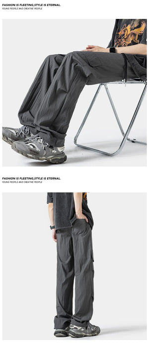 Plain Color Outdoor Straight Pants , - Streetwear Pants - Slick Street