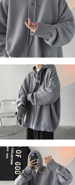 Solid Color Knitwear Pullover Hoodie , - Streetwear Hoodie - Slick Street