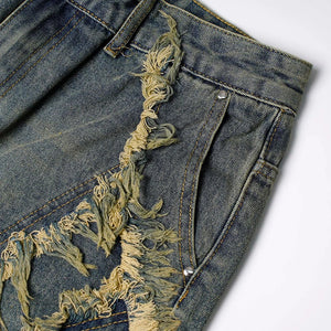 Vintage Loose Distressed Denim Shorts , - Streetwear Shorts - Slick Street