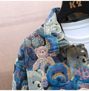 Teddy Bear Jacquard Jacket , - Streetwear Jackets - Slick Street