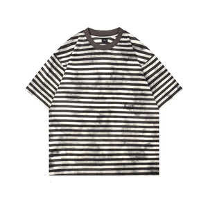 Classic Color Crash Striped T-Shirt Grey, XXS - Streetwear T-Shirts - Slick Street
