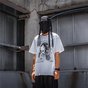 Streetwear Robotic Anime Girl Loose T-Shirt , - Streetwear T-Shirts - Slick Street