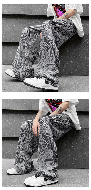 Abstract Waving Vector Art Pants , - Streetwear Pants - Slick Street