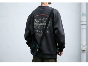 Gray Color Mountain Valley Design Sweater , - Streetwear Sweater - Slick Street