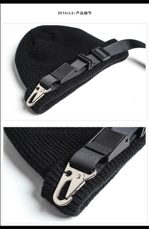 Nightshade Beanie Hat with Buckle , - Streetwear Hats - Slick Street