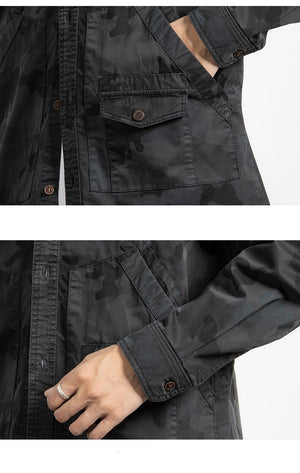 Classic Safari Camo Style Patch Pocket Jacket , - Streetwear Jacket - Slick Street