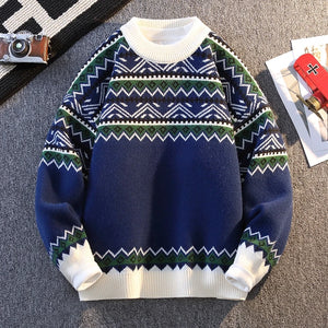 Native Art Knitwear O-Neck Sweater Navy Blue, XS - Streetwear Sweater - Slick Street