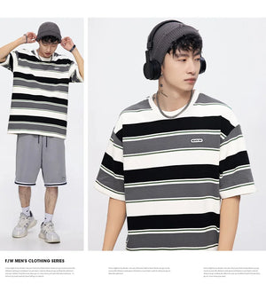 SQ2 Multi Striped Color Loose T-Shirt , - Streetwear T-Shirts - Slick Street
