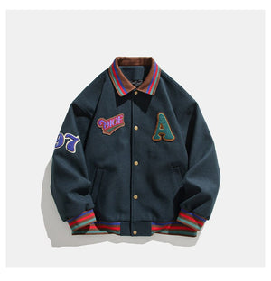 97 Number Baseball Slim Fit Bomber Jacket Green, XS - Streetwear Jacket - Slick Street