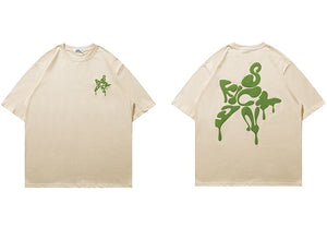 Star Shape Melting Letter Graphic T-Shirt , - Streetwear T-Shirts - Slick Street