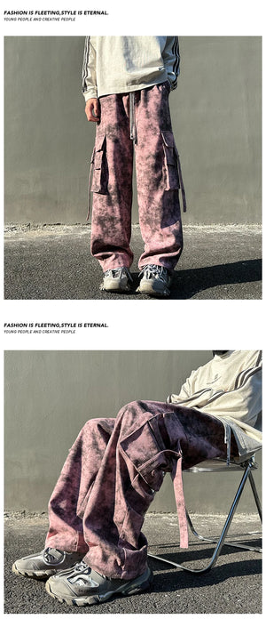 Tie Dye Large Size Pockets Pants , - Streetwear Pants - Slick Street