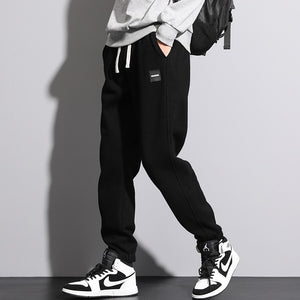 Plain Cotton Cuffed Ankle Joggers XS, Black - Streetwear Pants - Slick Street