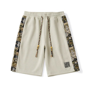 Bear Embroidery Shorts white, M - Streetwear Shorts - Slick Street