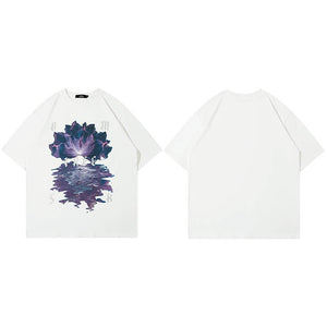 Indigo Lightning Reflection T-Shirt White, M - Streetwear T-Shirts - Slick Street
