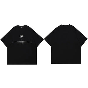 Space Astronaut Graphic Oversized T-Shirt Black, XS - Streetwear T-Shirts - Slick Street