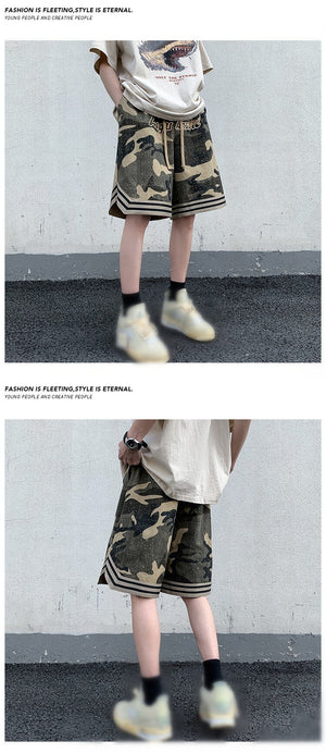 Camo Goth Knee Length Shorts , - Streetwear Shorts - Slick Street