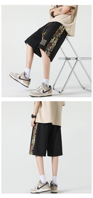 Kawaii Bear Side Patch Baggy Shorts , - Streetwear Shorts - Slick Street